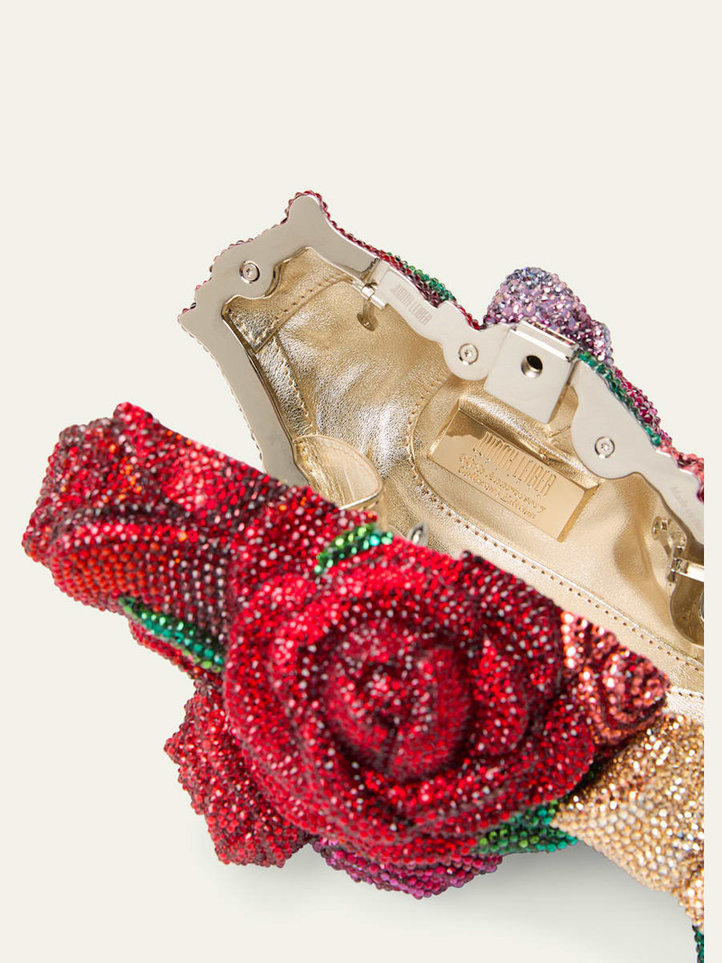 Corsage Roses Clutch Bag with Chain Strap 4