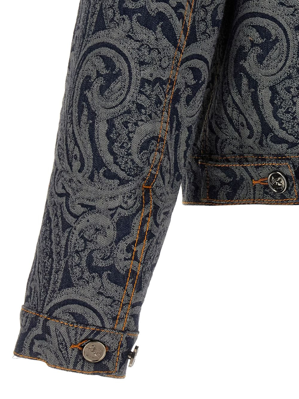 paisley cotton denim jacket - 4