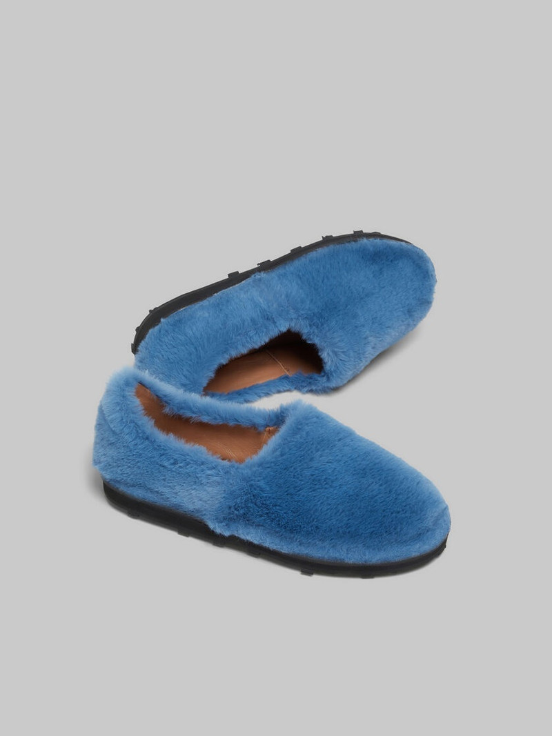 BLUE SLIP-ON LOAFER IN FAUX FUR 5
