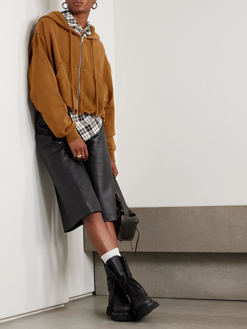 R13 Balloon oversized cotton-jersey hoodie Brown outlook