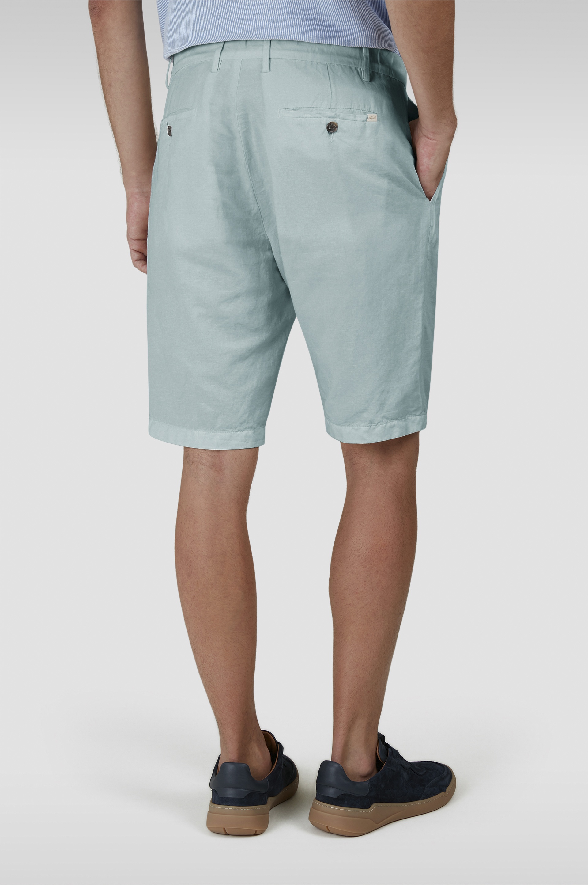 LINEN AND COTTON BERMUDA WITH PLEATS - 3