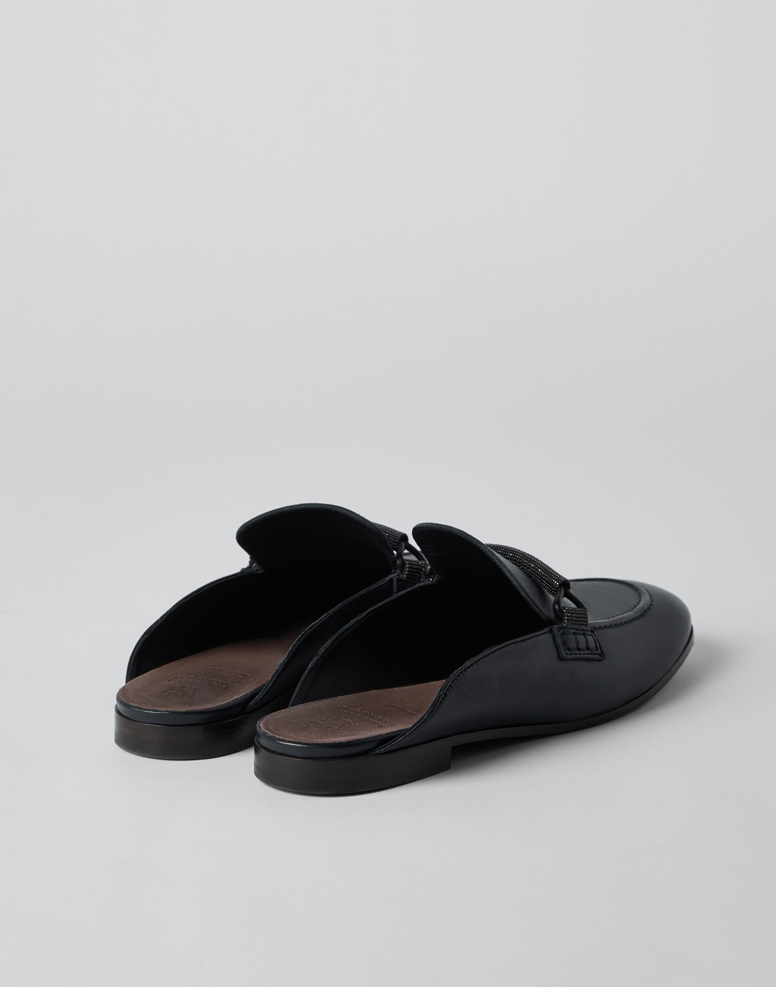 Soft nappa leather slip-on loafers with precious bar detail - 3