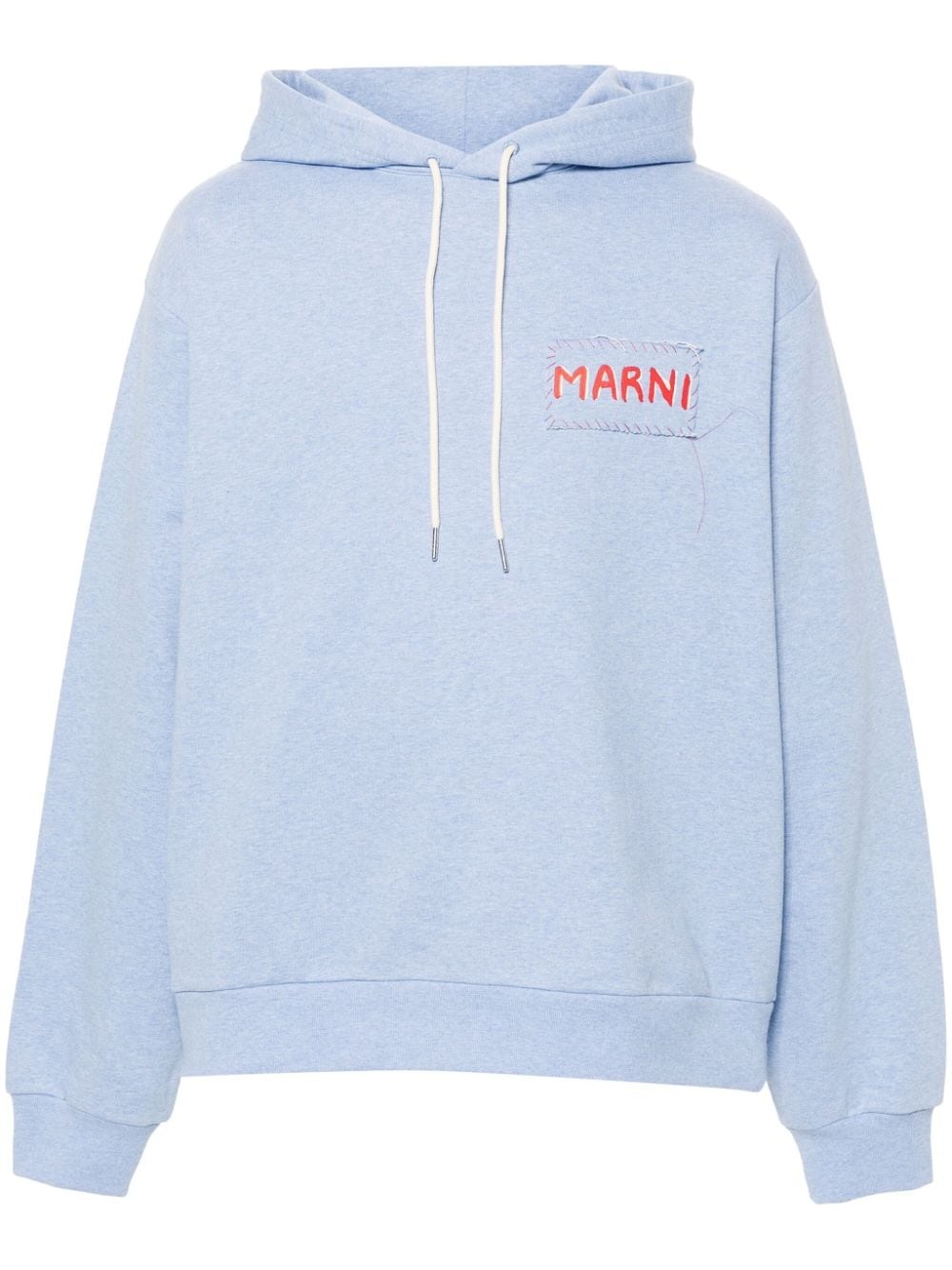 logo-patch cotton hoodie - 1