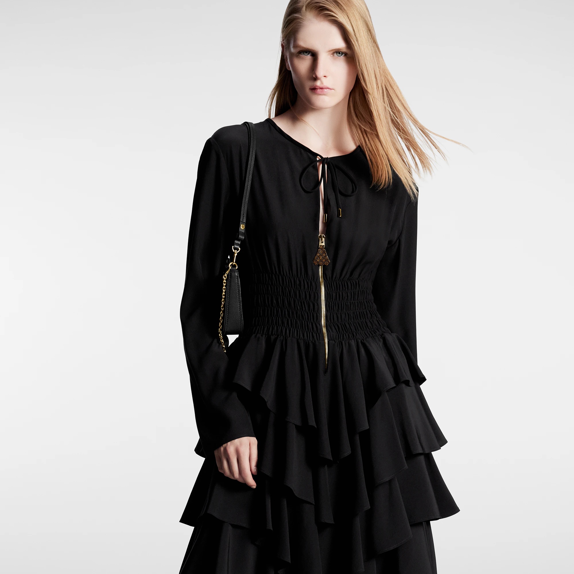 Long-Sleeved Tiered Dress - 5
