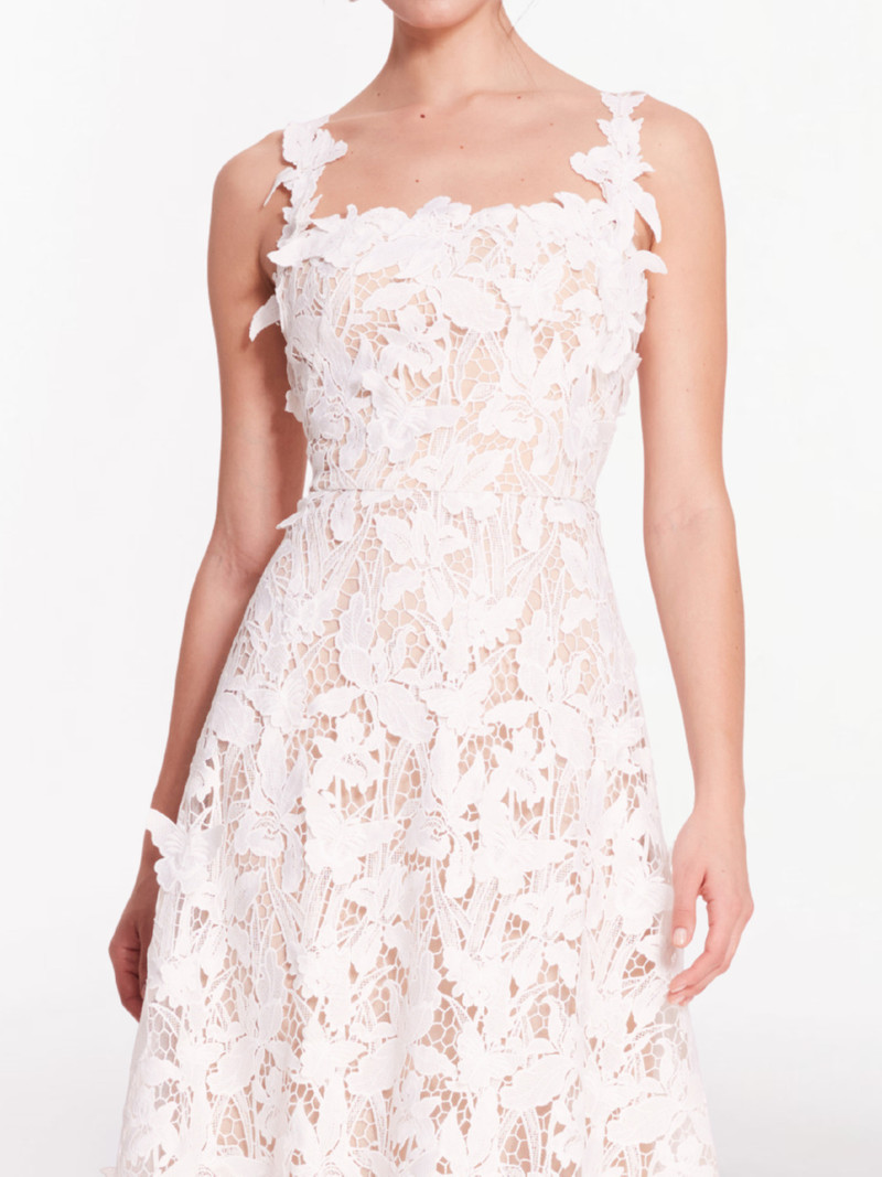 LACE GUIPURE SLEEVELESS A-LINE MIDI COCKTAIL DRESS 3