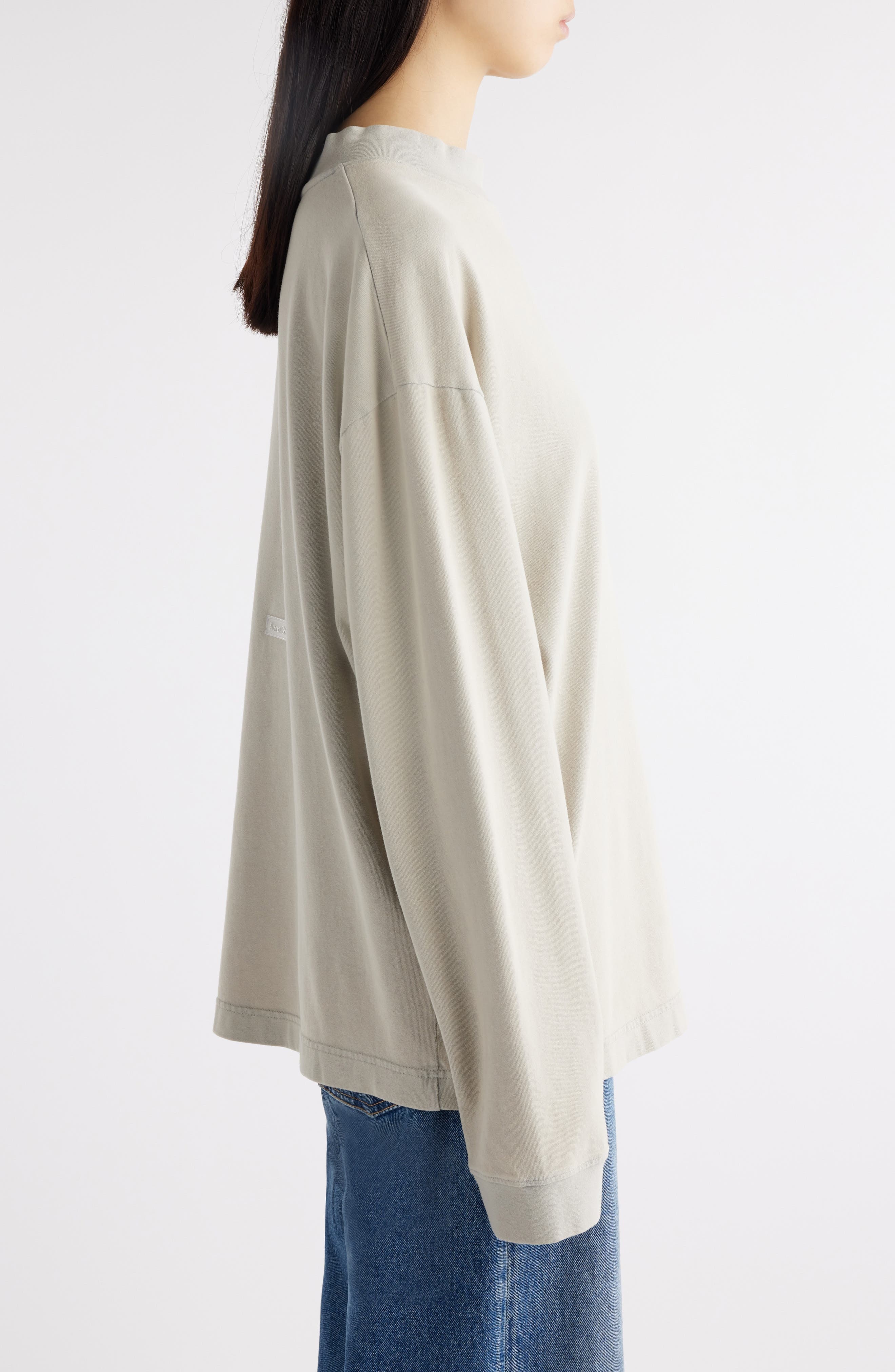 Acne Studios Enick Mock Neck Cotton Sweatshirt in Bright Grey at Nordstrom - 4