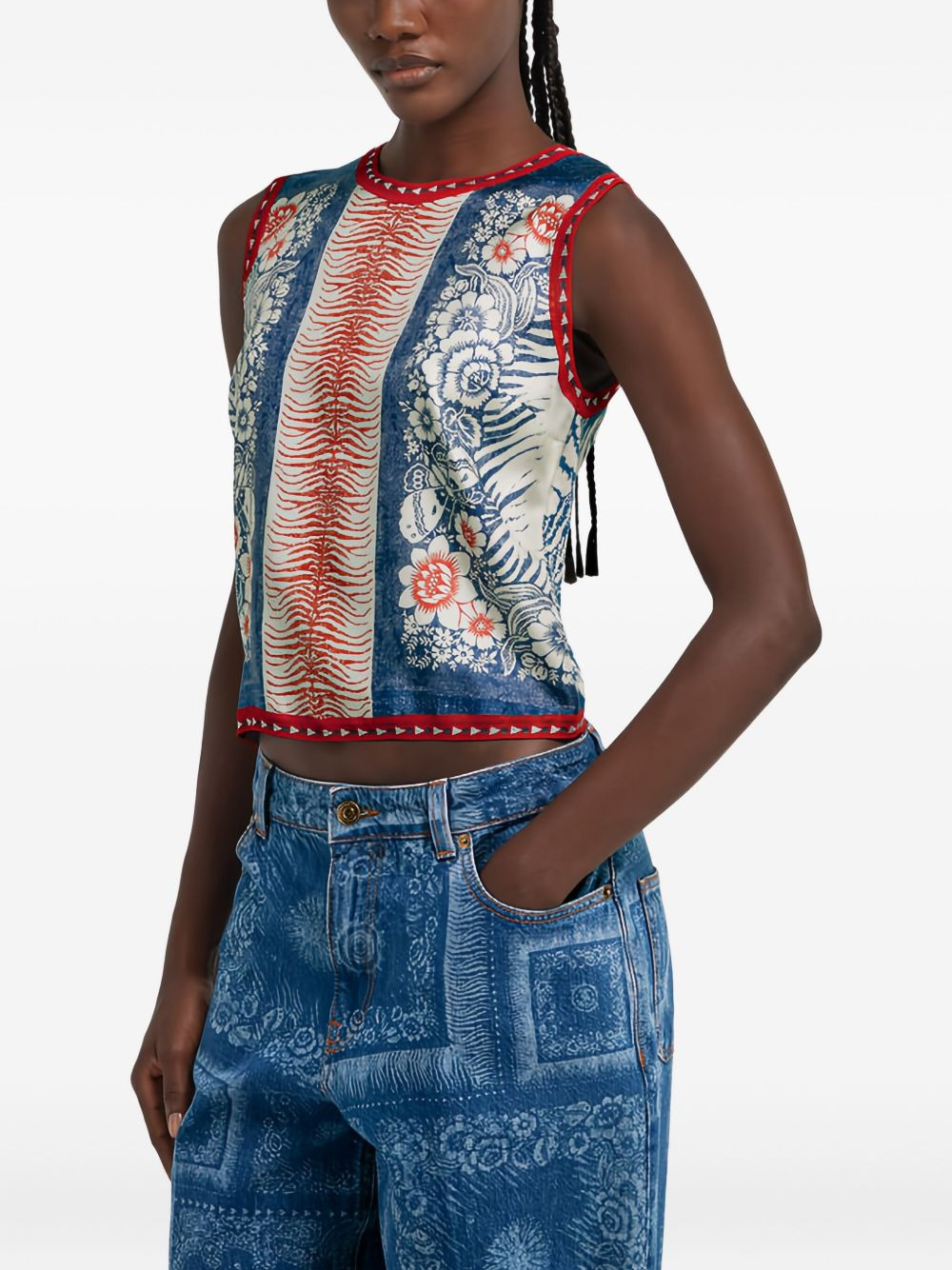 print sleeveless top - 4