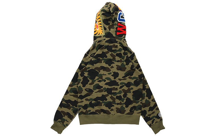 A Bathing Ape Camo Shark Full Zip Hoodie 'Olive Green' 1E80-115-022 - 4