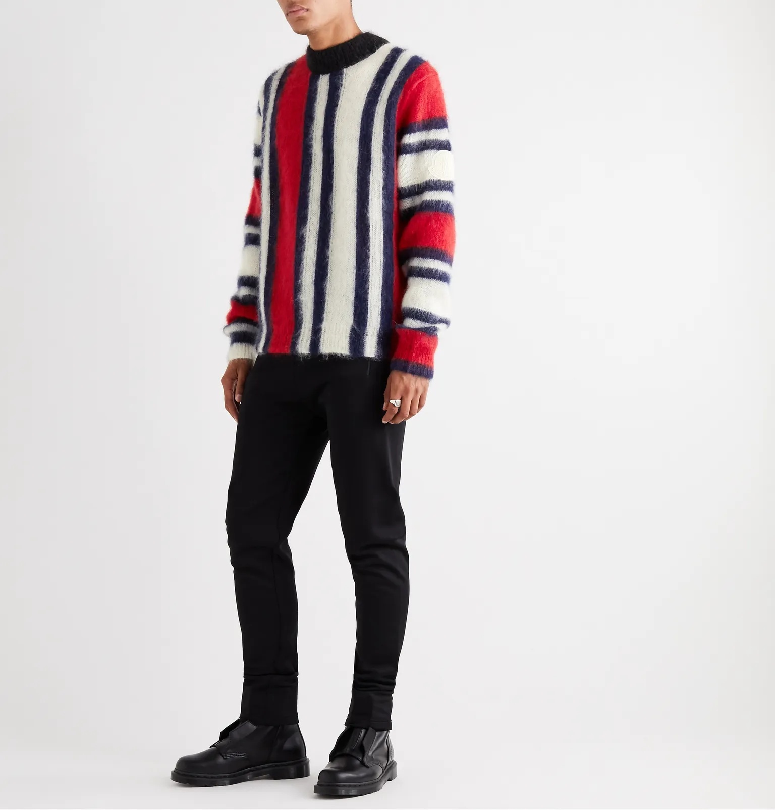 2 Moncler 1952 Striped Mohair-Blend Mock-Neck Sweater - 2