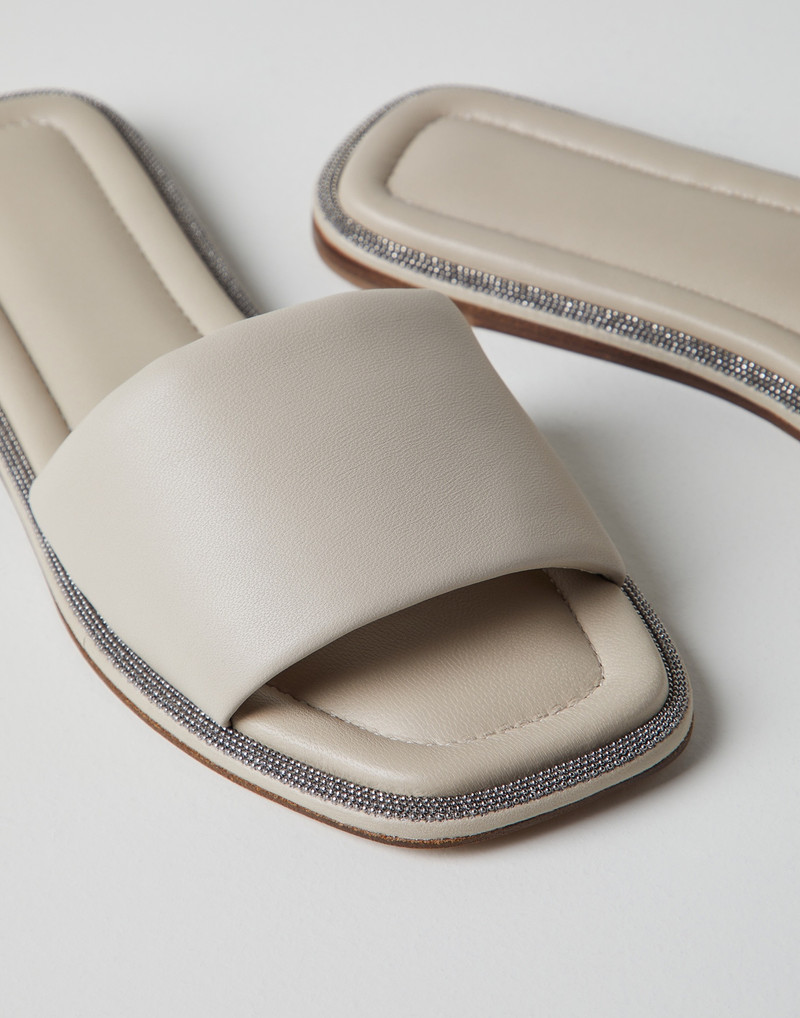Nappa leather slides with shiny welt 4