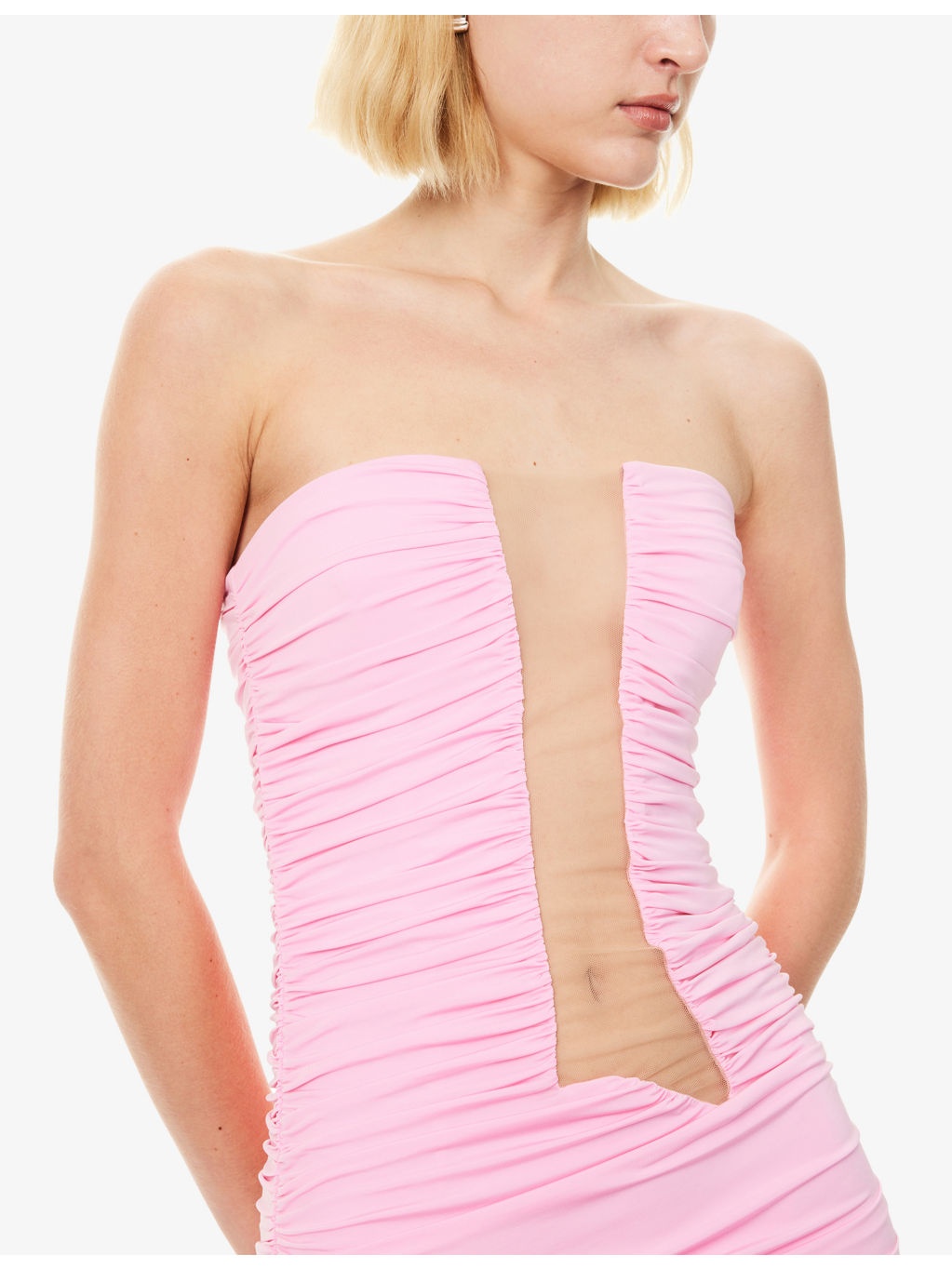 Ruched Strapless Stretch-Woven Mini Dress - 5