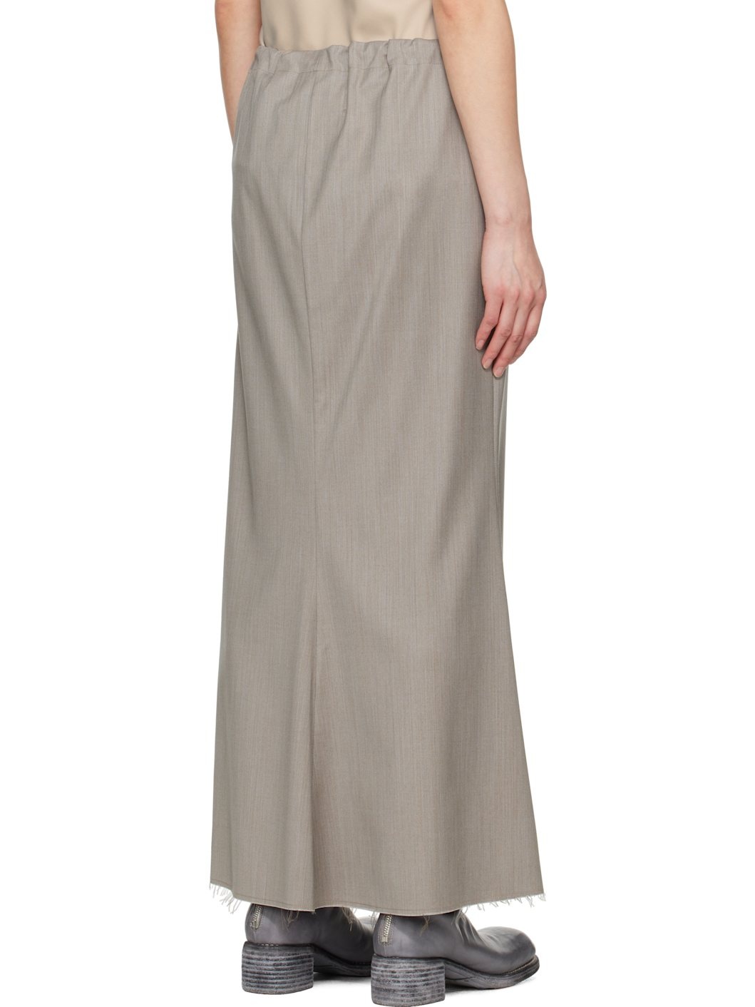 Gray No.290 Summer Wool Slit Midi Skirt - 3