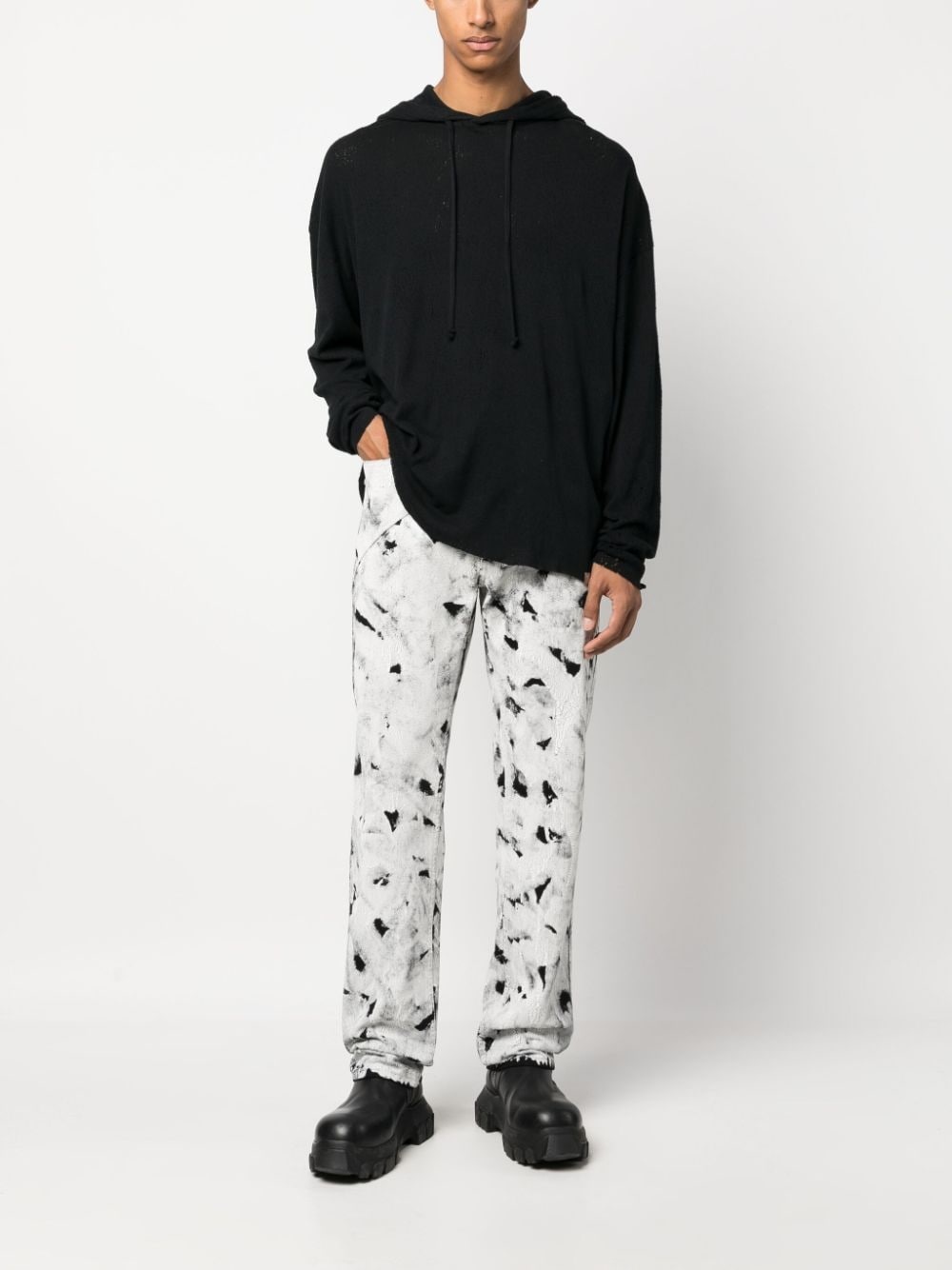 distressed cotton hoodie - 2