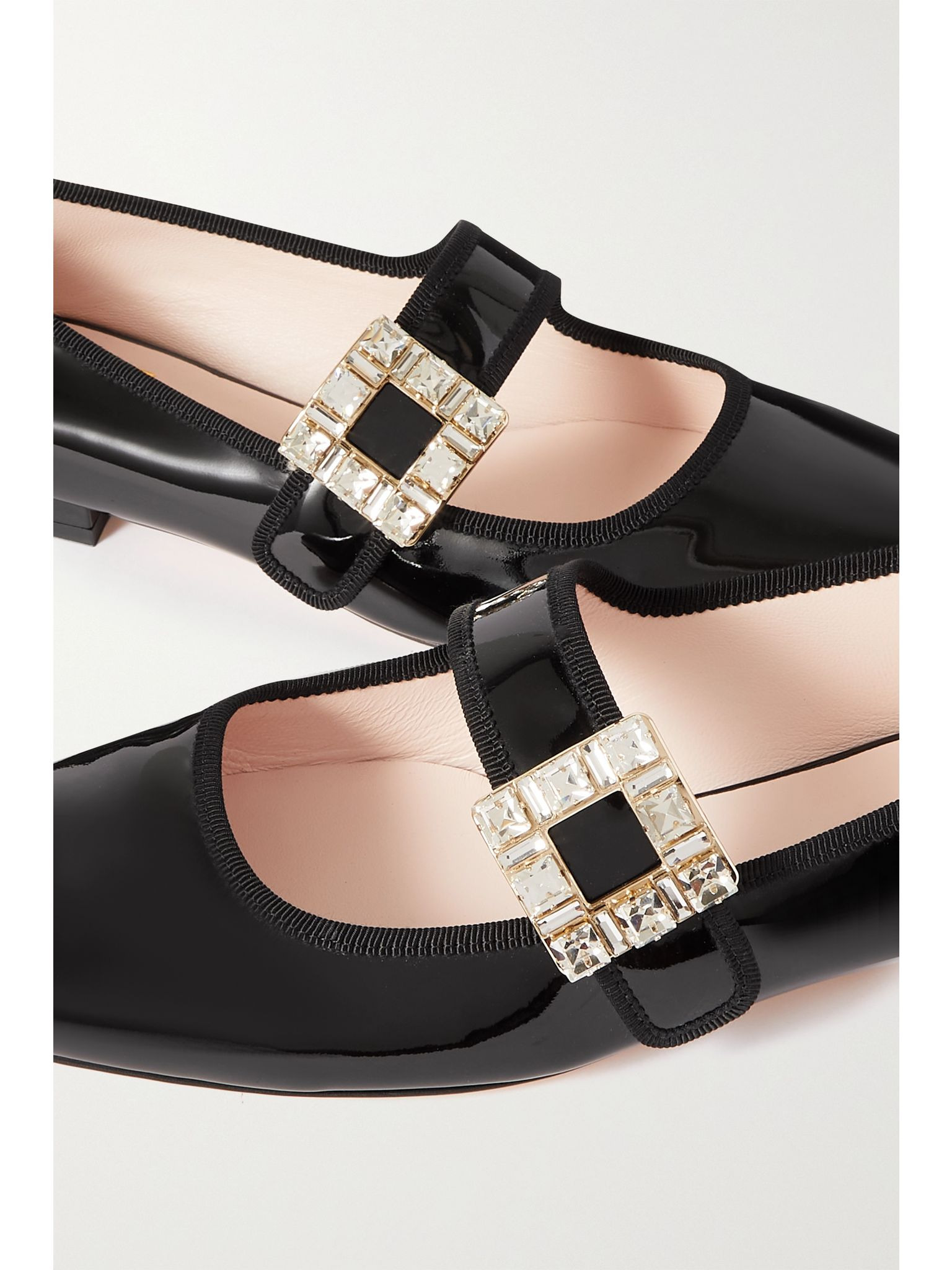 Très Vivier Strass Babies crystal-embellished patent-leather ballet flats Black - 4