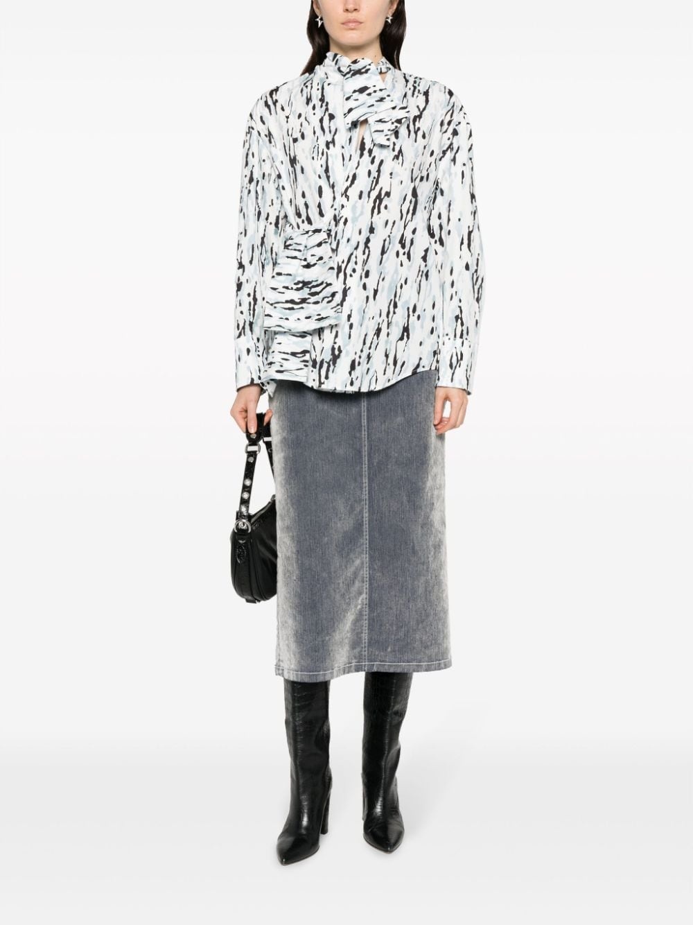 graphic-print cotton blouse - 2