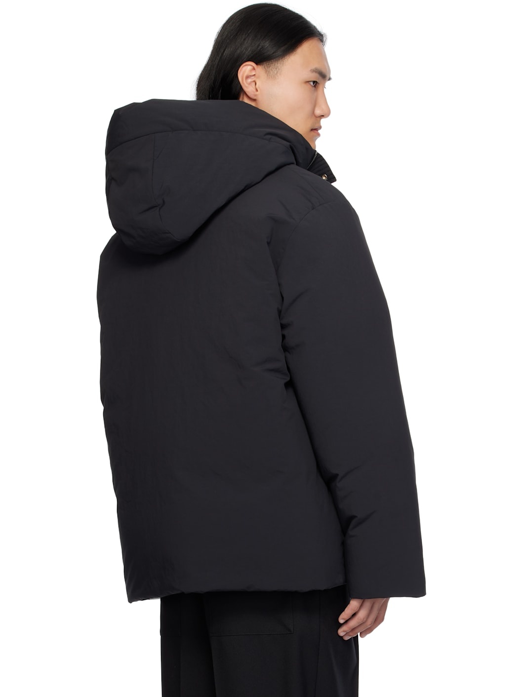Black Hooded Down Jacket - 3