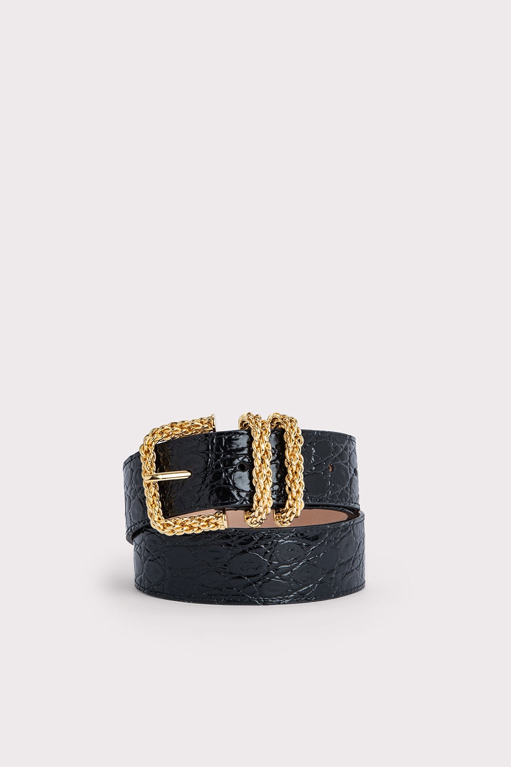 KATINA BLACK CIRCULAR CROCO EMBOSSED LEATHER - 1