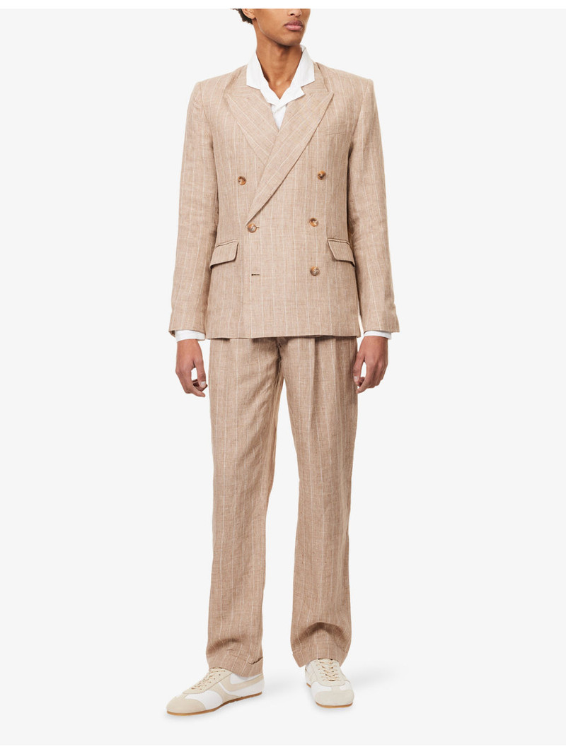 SIMKHAI Lucas Double-Breasted Linen Blazer outlook