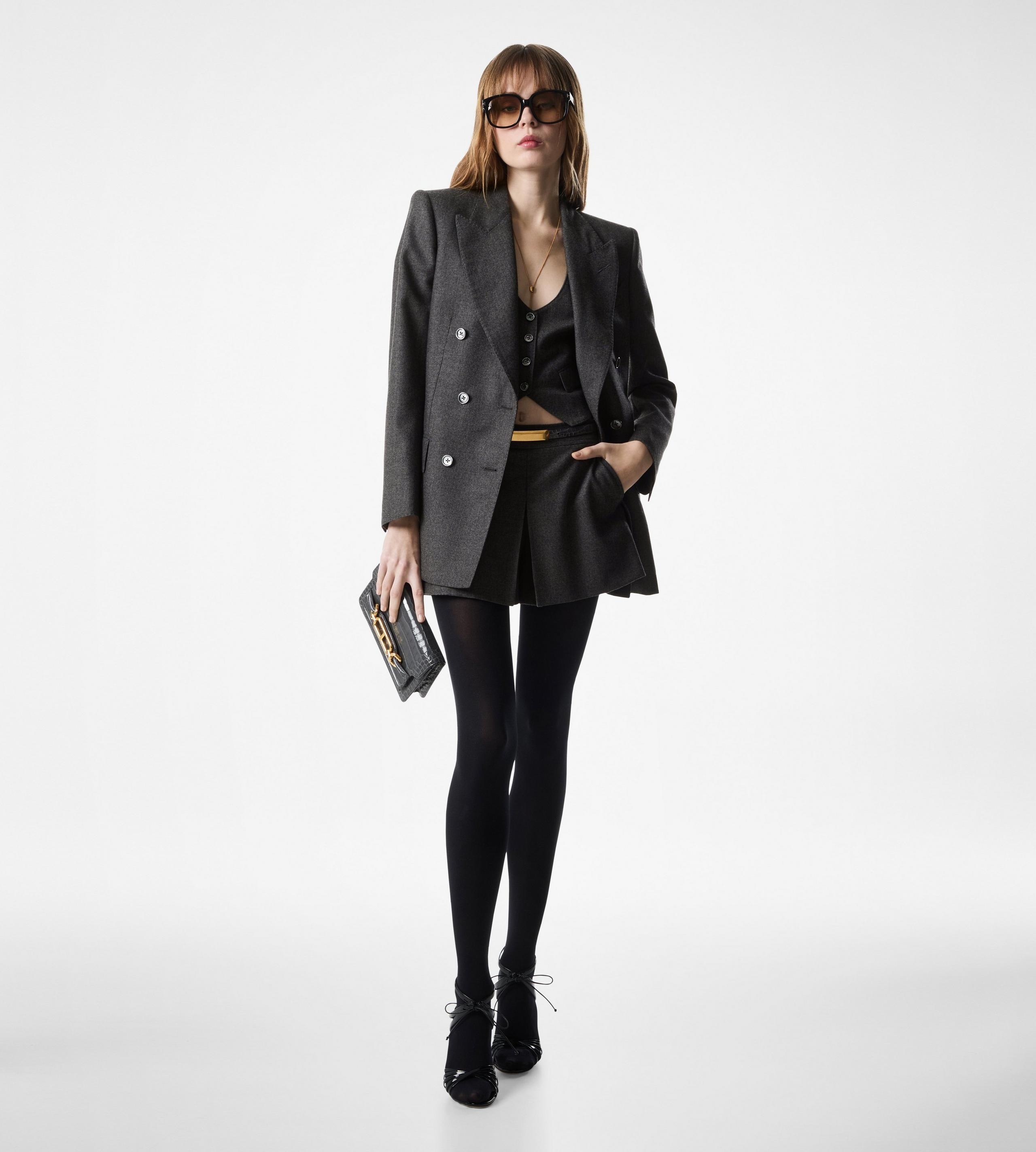 CASHMERE FLANNEL TAILORED PLEATED SKORT - 3