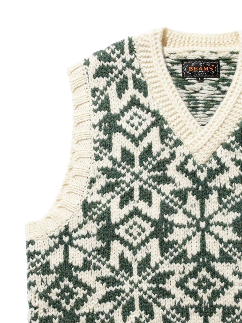 snowflake-pattern v-neck vest - 3