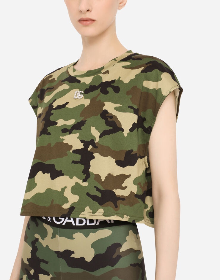 Cropped camouflage-print jersey T-shirt - 4