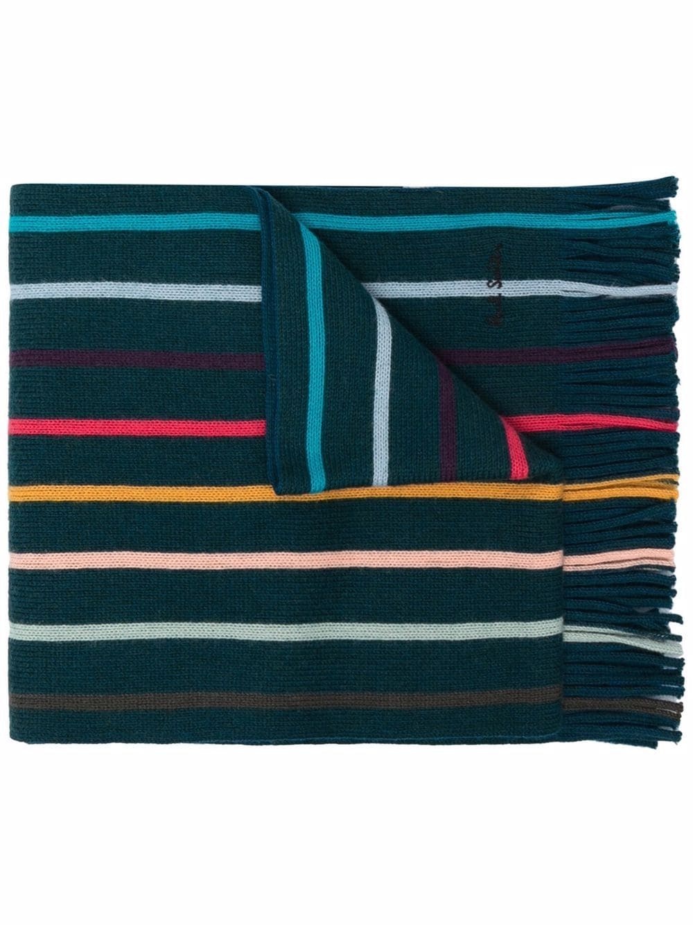 bright stripe print wool scarf - 1