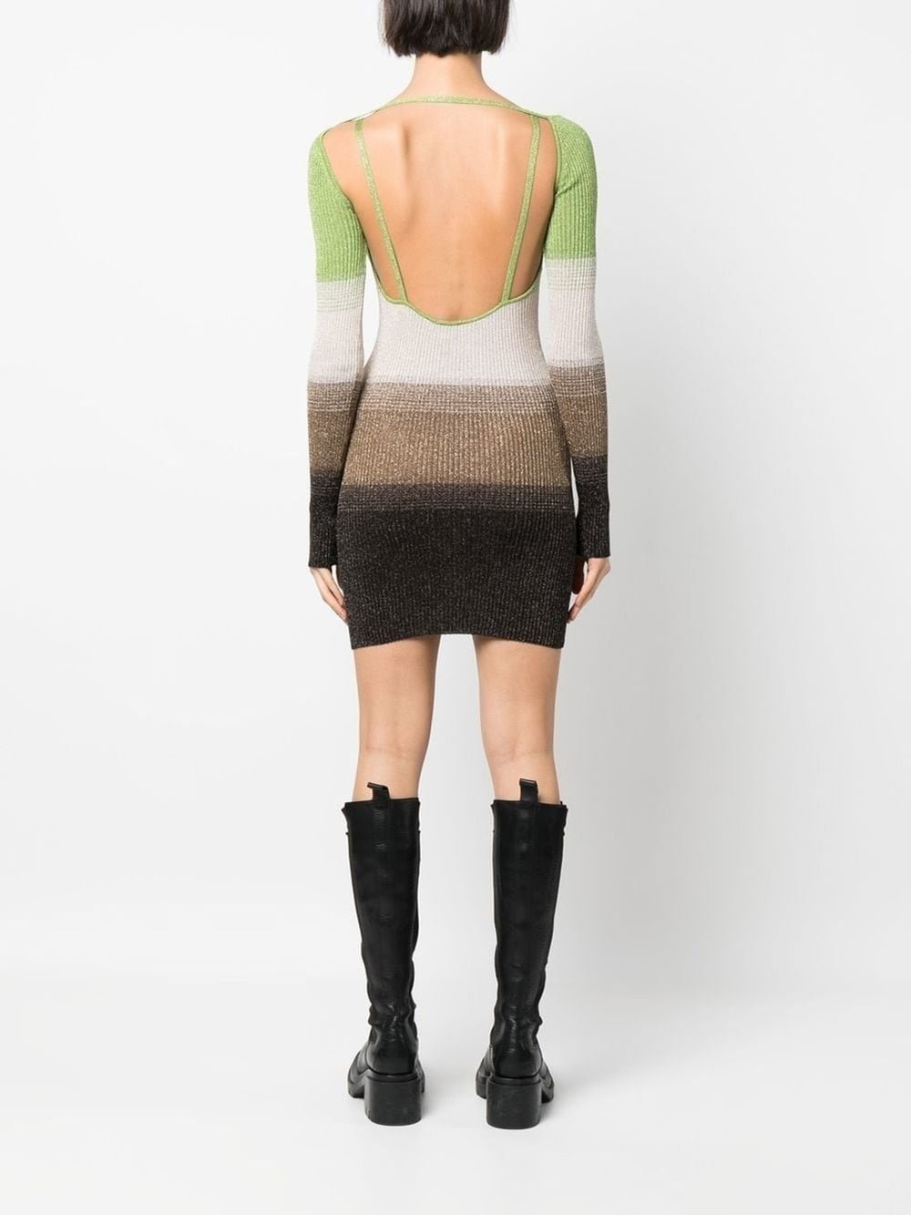knitted striped mini dress - 4