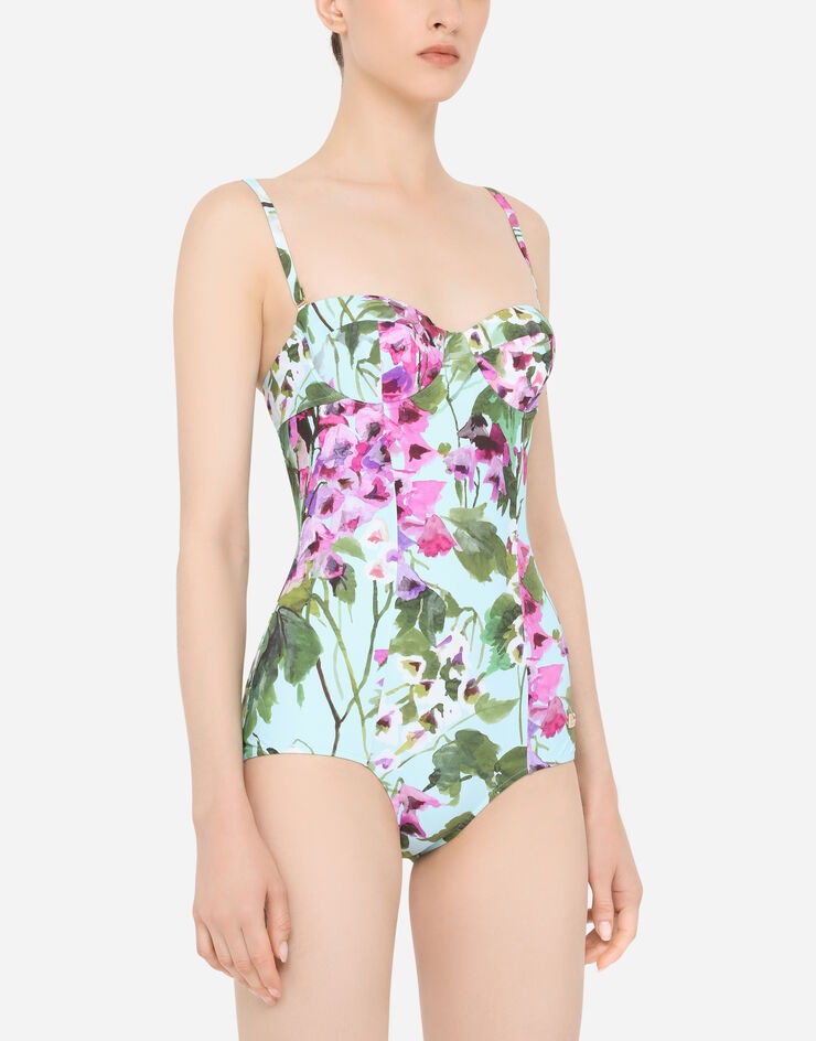 Bluebell-print one-piece balconette swimsuit - 4