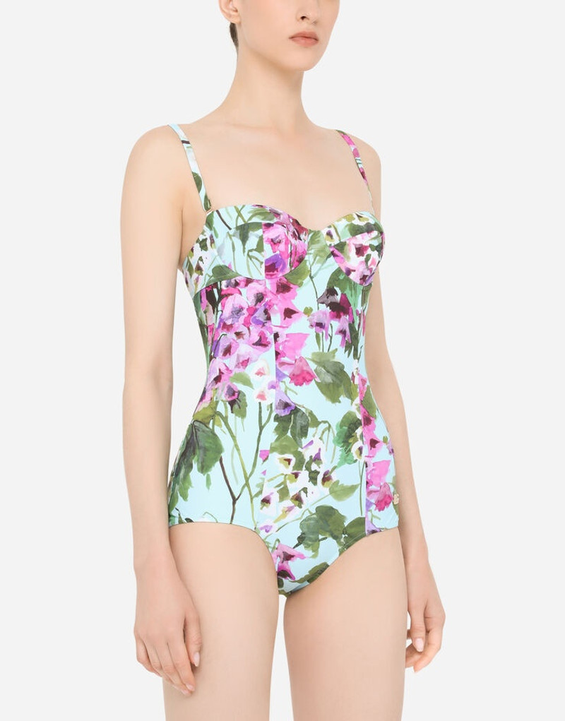 Bluebell-print one-piece balconette swimsuit 4