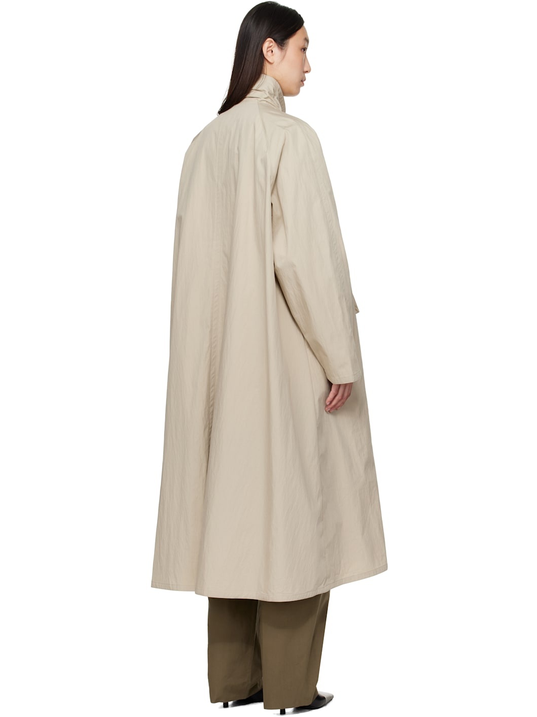 Beige Scarf Trench Coat - 3