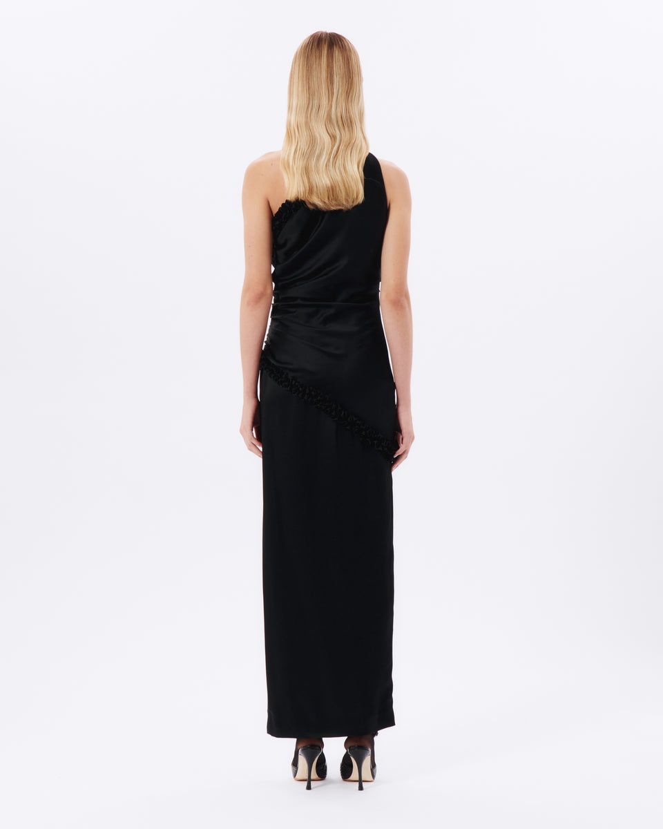 ENVERS SATIN ONE SHOULDER EVENING DRESS WITH BOW - 5