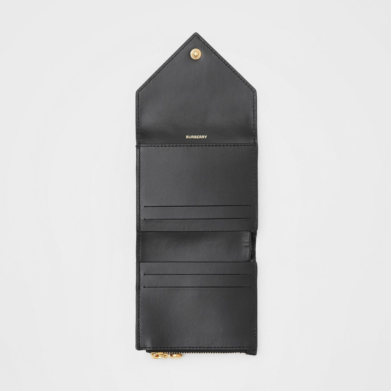 Vintage Check and Grainy Leather Folding Wallet 3