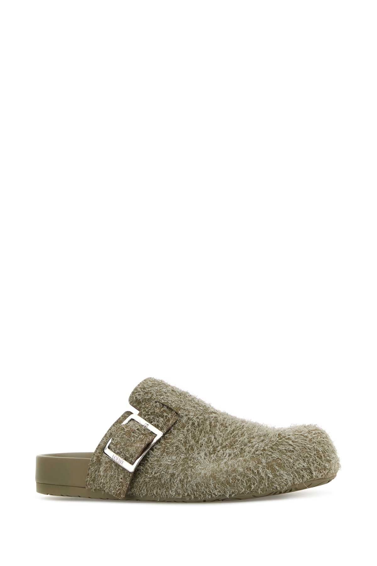 Loewe Men Khaki Suede Ease Buckle Slippers - 2