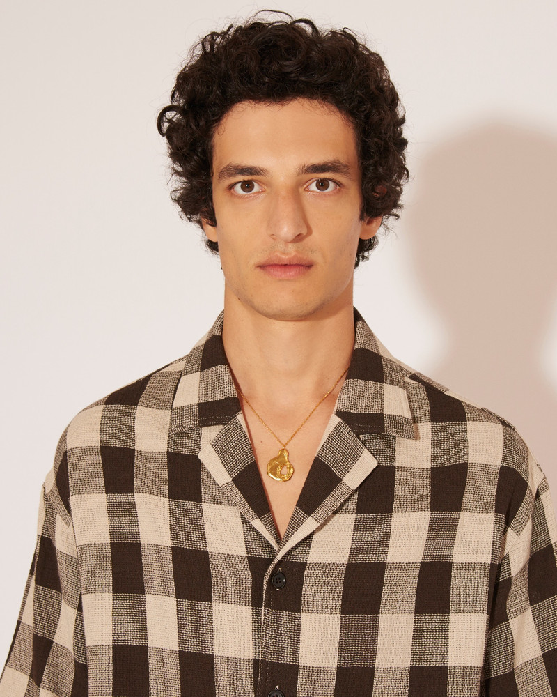 TAITE - Lightweight gingham checkered shirt - Brown&Ecru 6