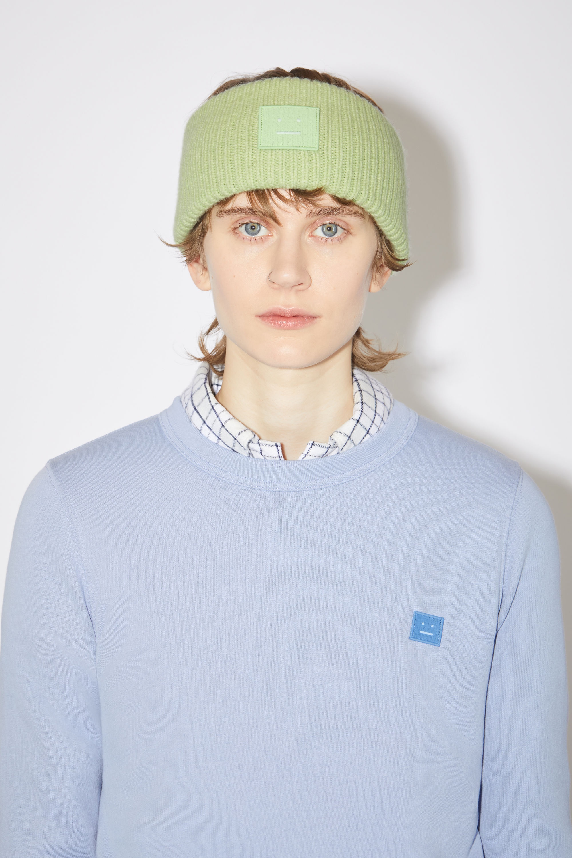 Ribbed knit headband - Pale green melange - 2