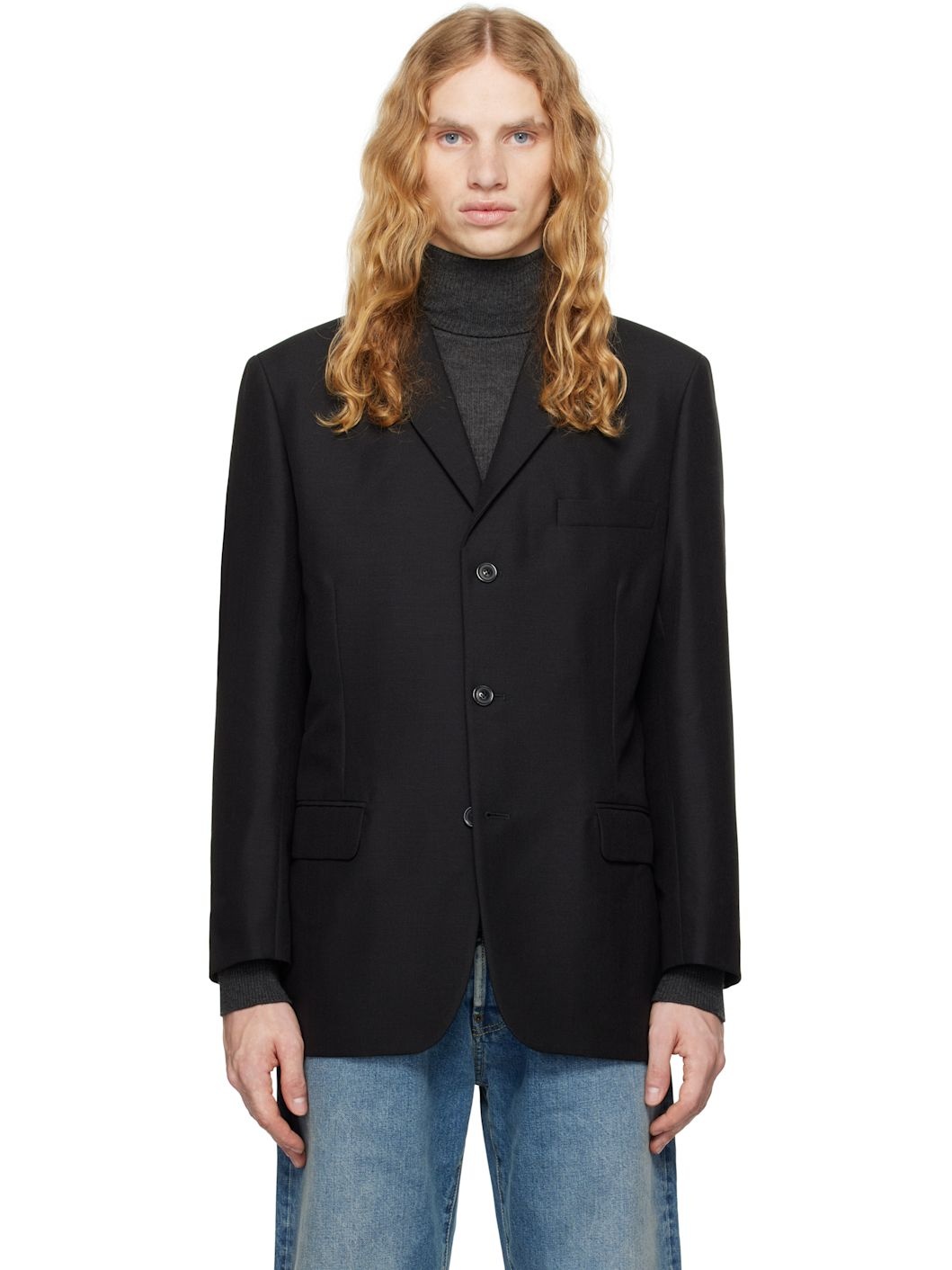 Black Single-Breasted Blazer - 1