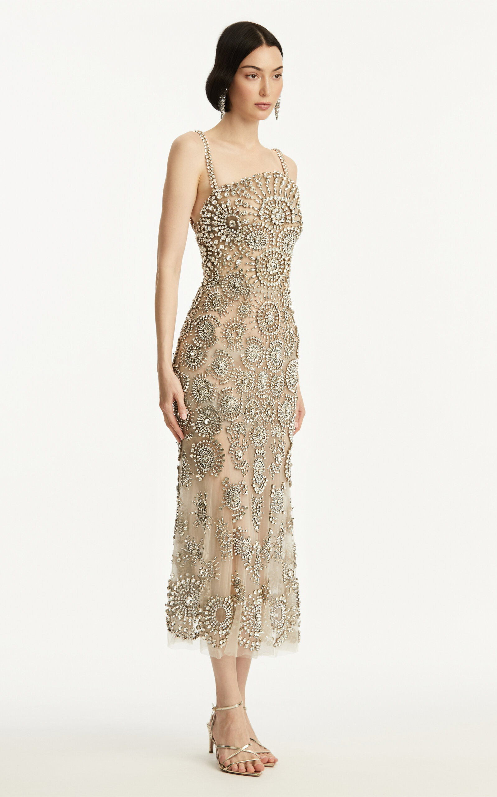 Embellished Tulle Midi Dress silver - 5