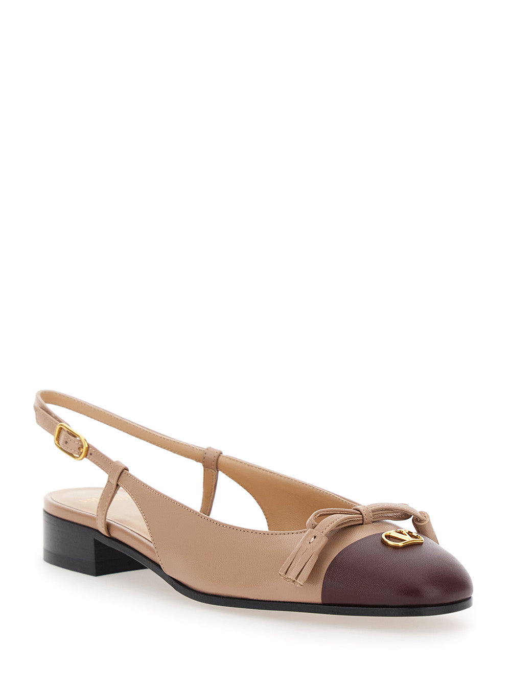 Valentino Garavani Women 'Valet Du Roi' Pink Slingback Ballet Shoes With Bow Detail And Vlogo Plaque - 2