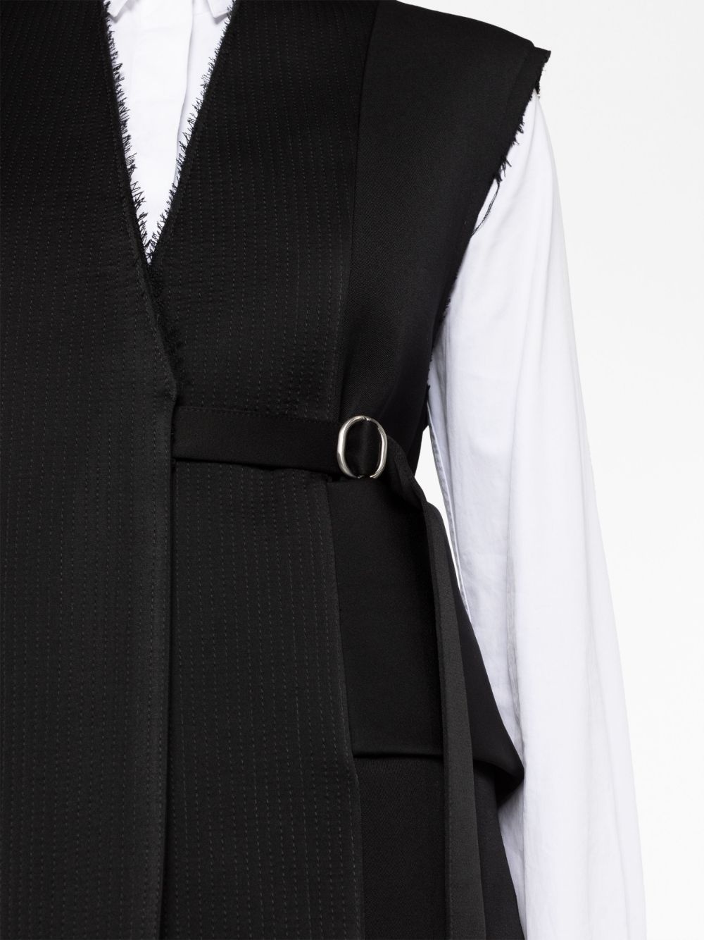 knee-length belted vest - 5
