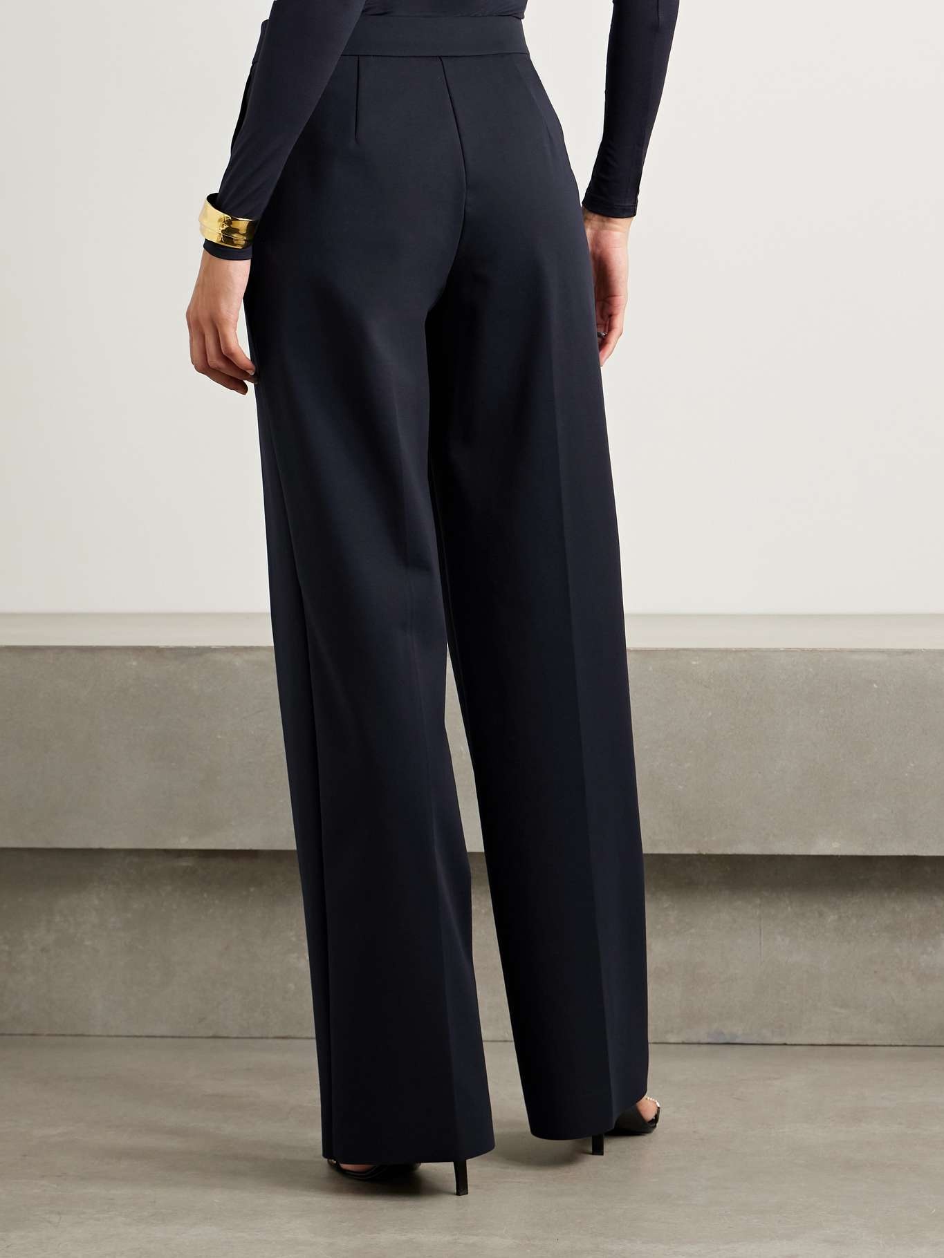 Max Mara Orche cotton-blend wide-leg pants Navy | REVERSIBLE