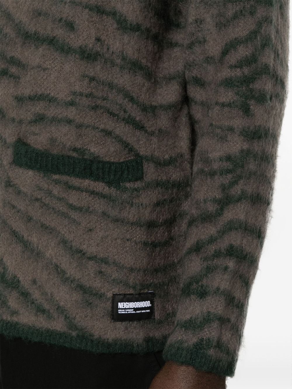 tiger-print brushed-knit cardigan - 5