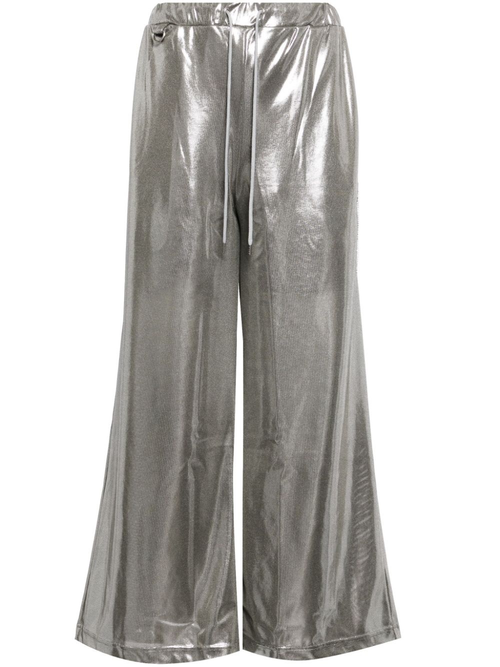 metallic-finish wide-leg trousers - 1