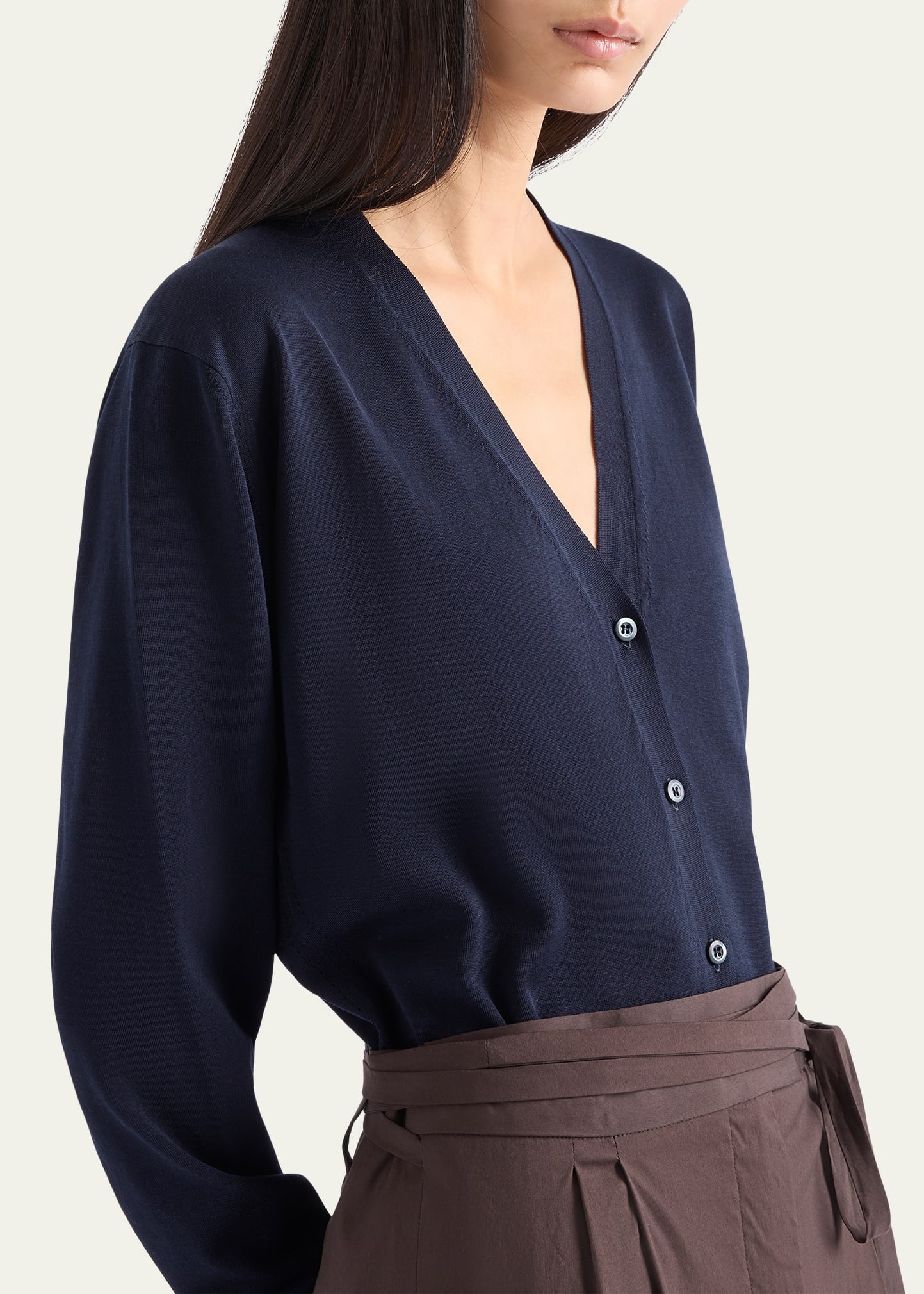 Cotton V-Neck Cardigan - 4
