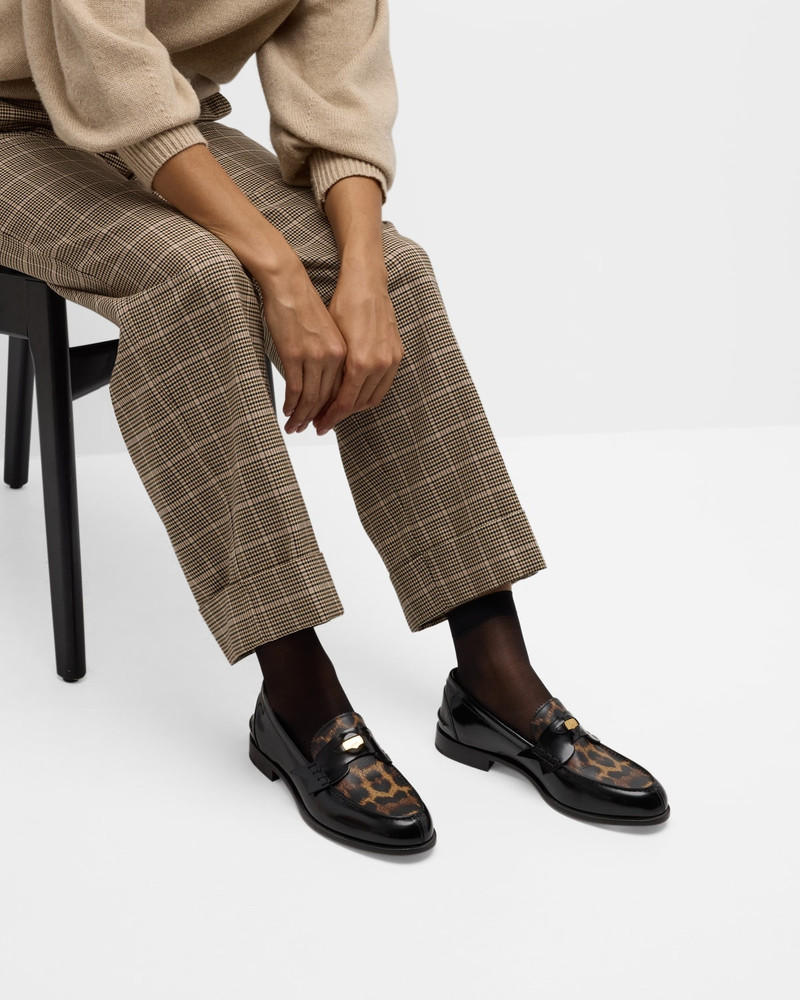 Christian Louboutin Men's Penny Leather Leopard-Print Loafers outlook