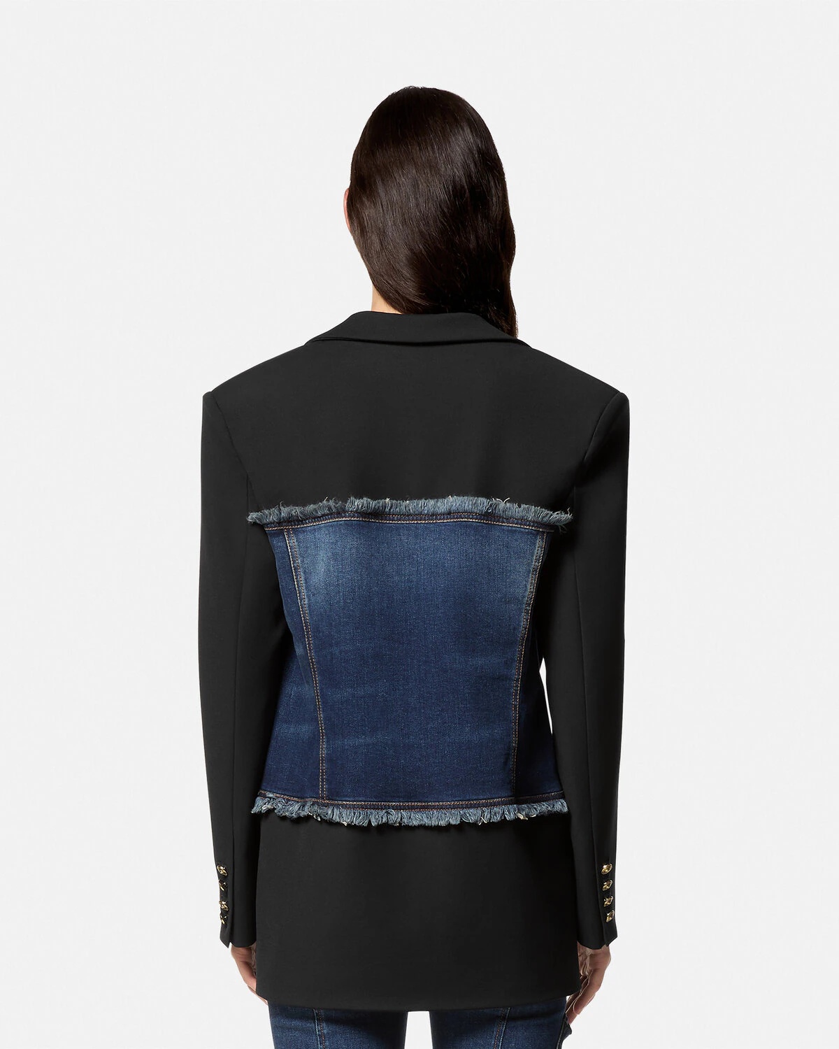 Paneled Denim Blazer - 5