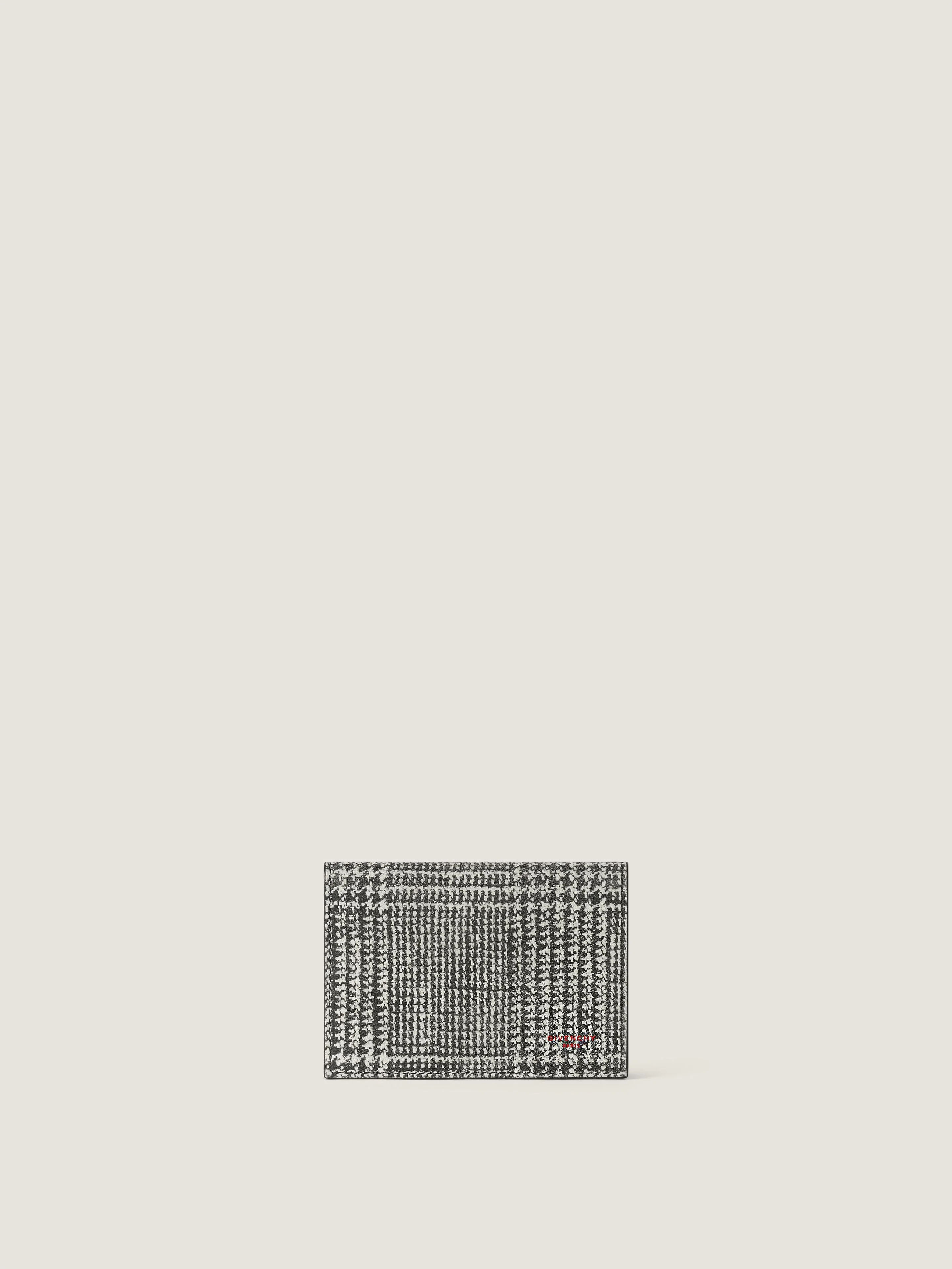 FLAP CARD HOLDER IN HOUNDSTOOTH EFFECT LEATHER - 1