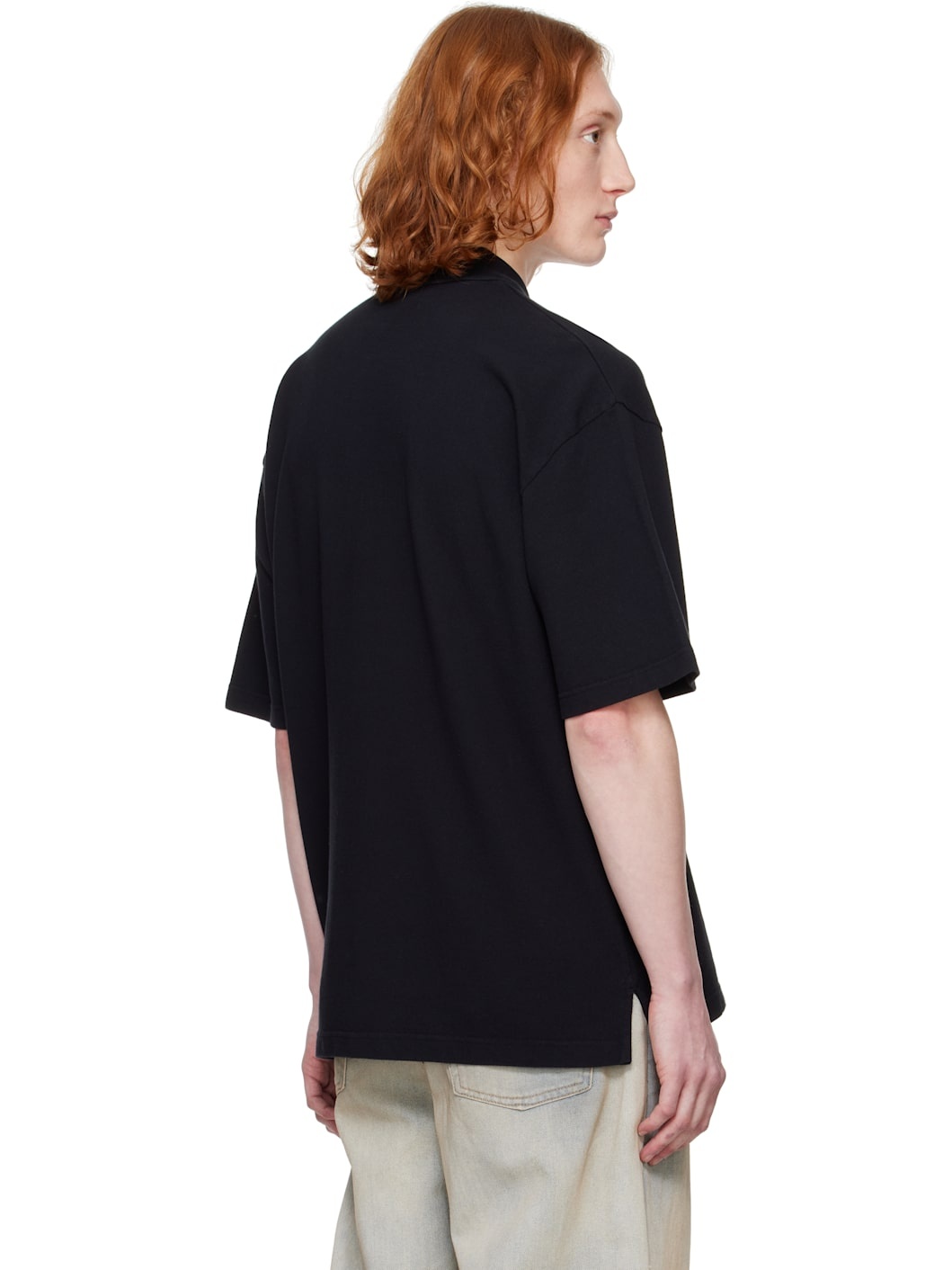 Black Bold Fox Head Patch Oversize Polo - 3