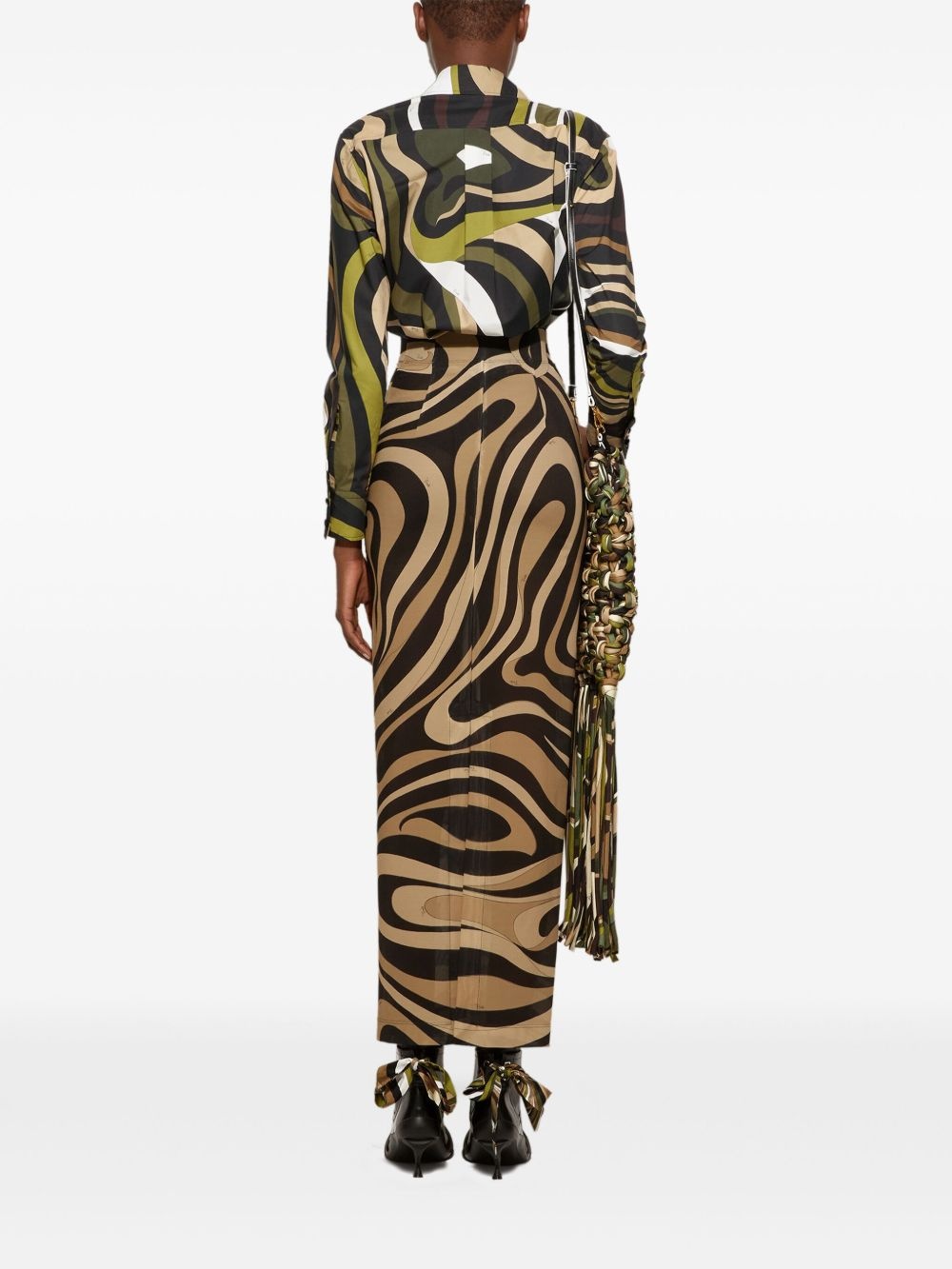 Marmo-print maxi skirt - 4