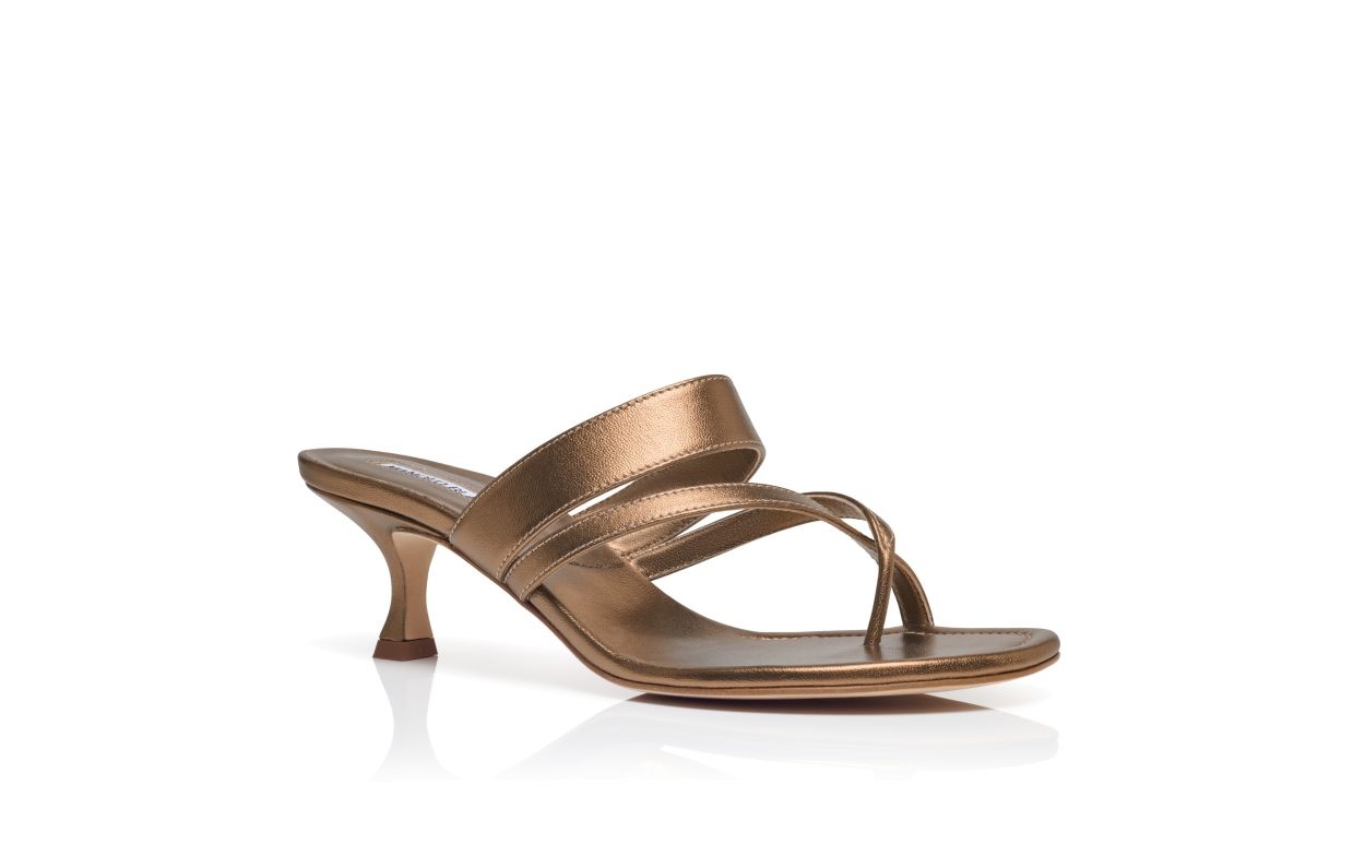 2025SS【MANOLO BLAHNIK】ナッパレザーのボウディテールミュール Manolo Blahnik Bronze Nappa Leather Mules | REVERSIBLE