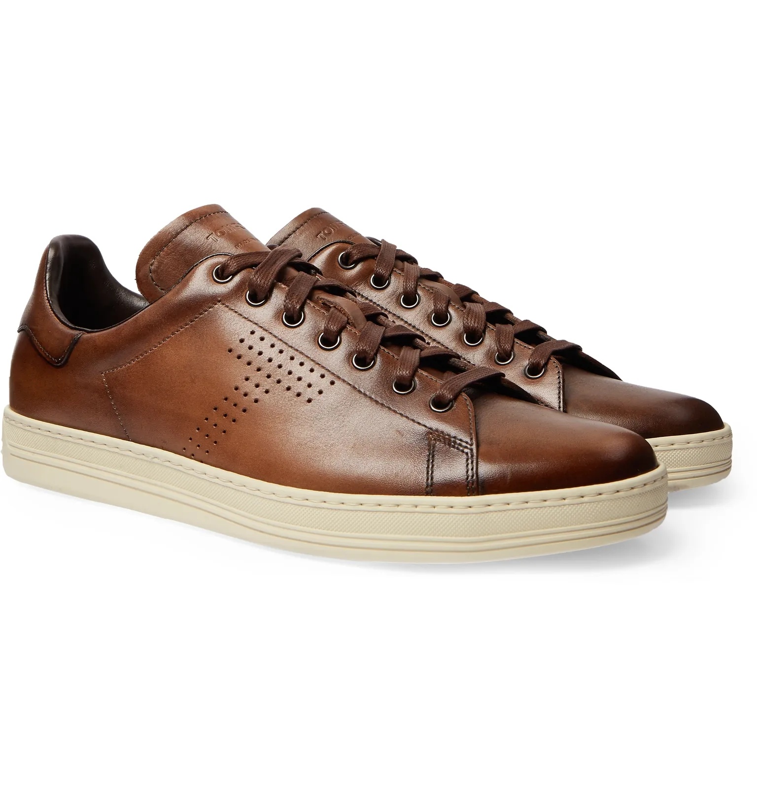 Warwick Burnished-Leather Sneakers - 10